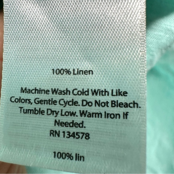 Vineyard Vines 100% Linen Shirt Mens Size XL Button Down Teal Green Front Pocket - Picture 8 of 11